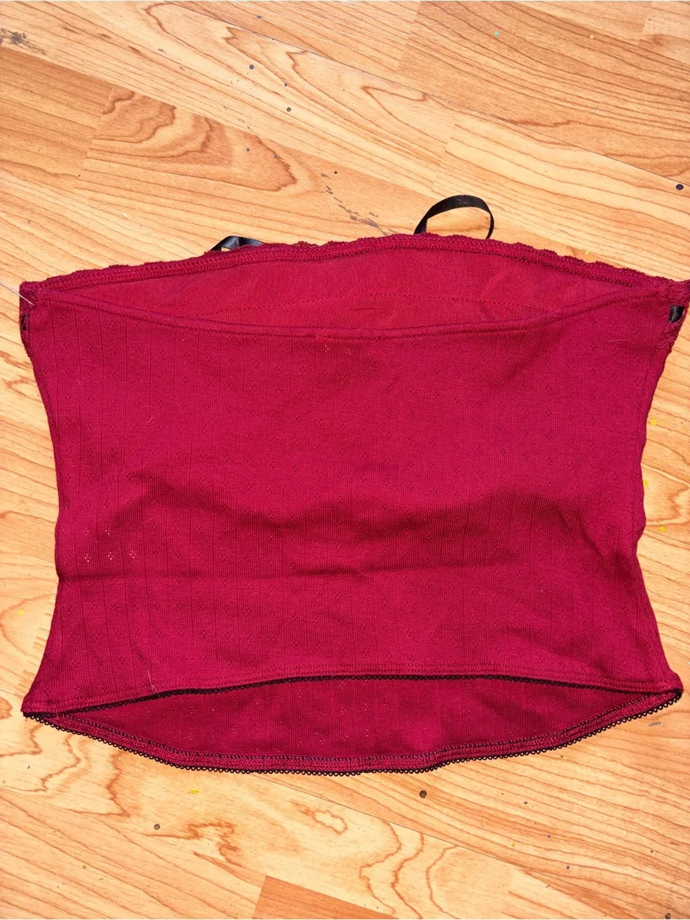 Ardene Wine Red Strapless Lace-Trim Tube Top - Picture 3 of 4